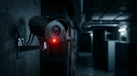 CCTV camera on wall