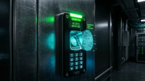 Close up of a fingerprint scanner