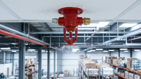 Close up of a red fire extinguisher