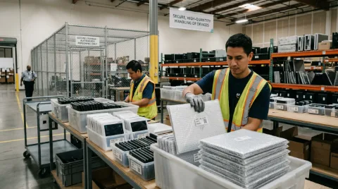 Laptop and mobile device secure packing for international business relocation